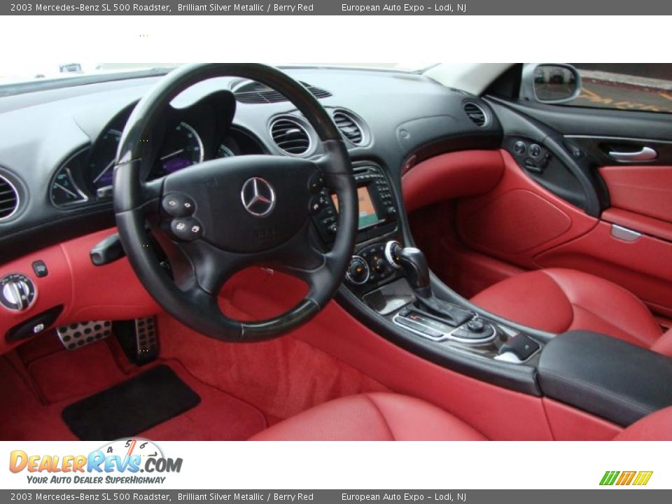 2003 Mercedes-Benz SL 500 Roadster Brilliant Silver Metallic / Berry Red Photo #9