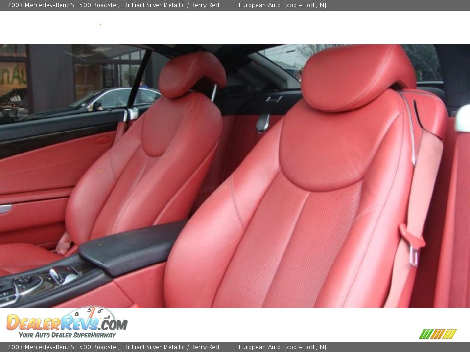 2003 Mercedes-Benz SL 500 Roadster Brilliant Silver Metallic / Berry Red Photo #10