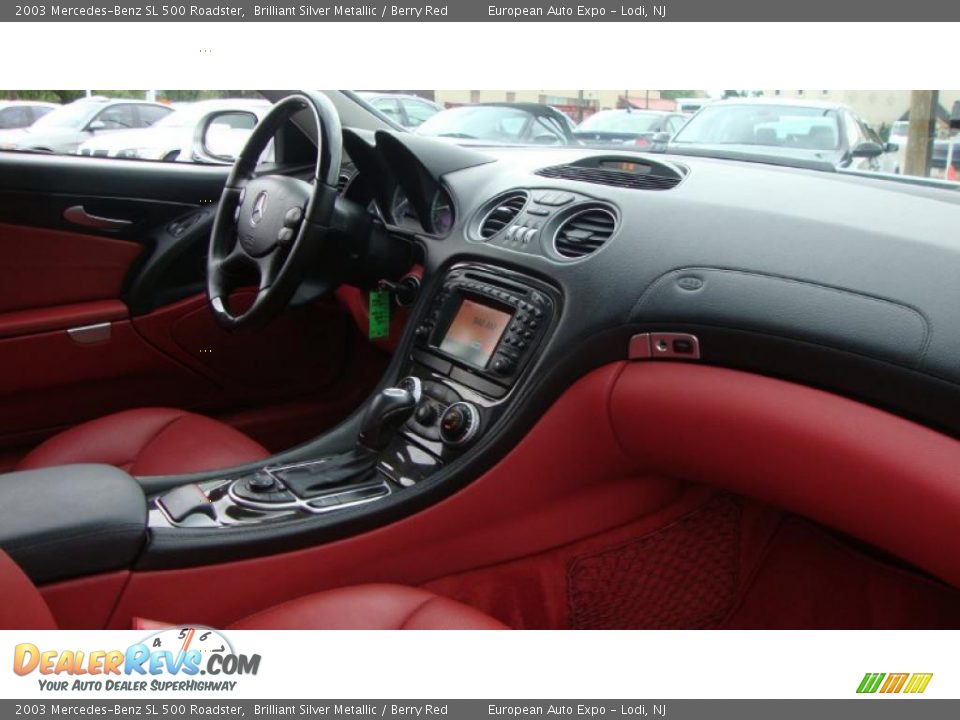 2003 Mercedes-Benz SL 500 Roadster Brilliant Silver Metallic / Berry Red Photo #11
