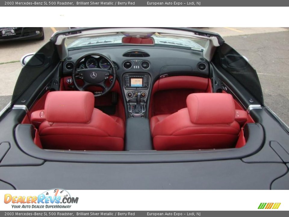 2003 Mercedes-Benz SL 500 Roadster Brilliant Silver Metallic / Berry Red Photo #13
