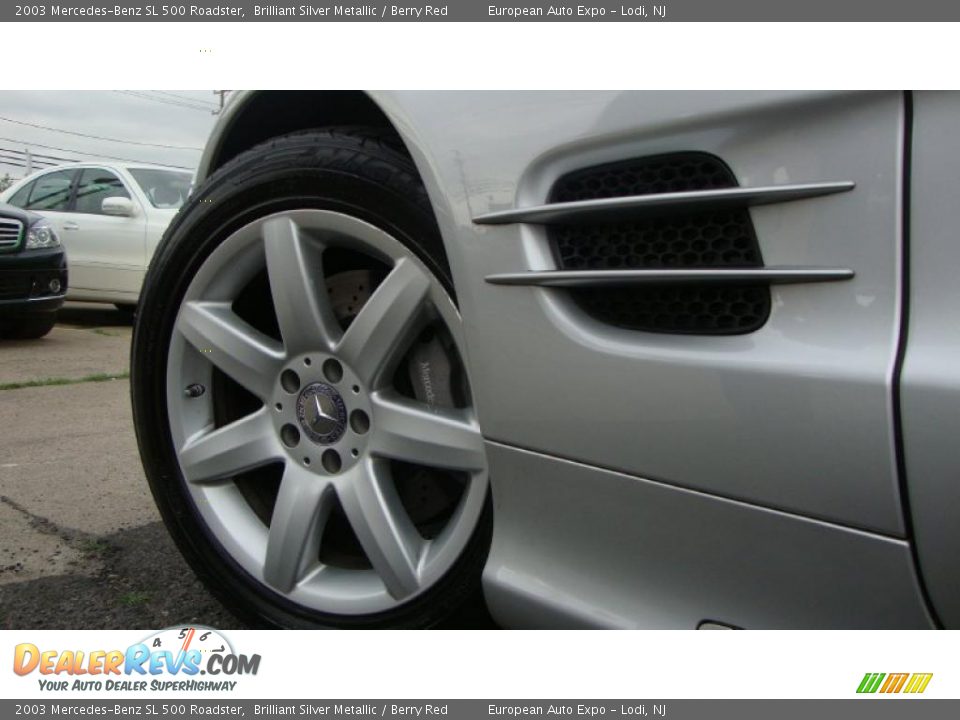 2003 Mercedes-Benz SL 500 Roadster Brilliant Silver Metallic / Berry Red Photo #16