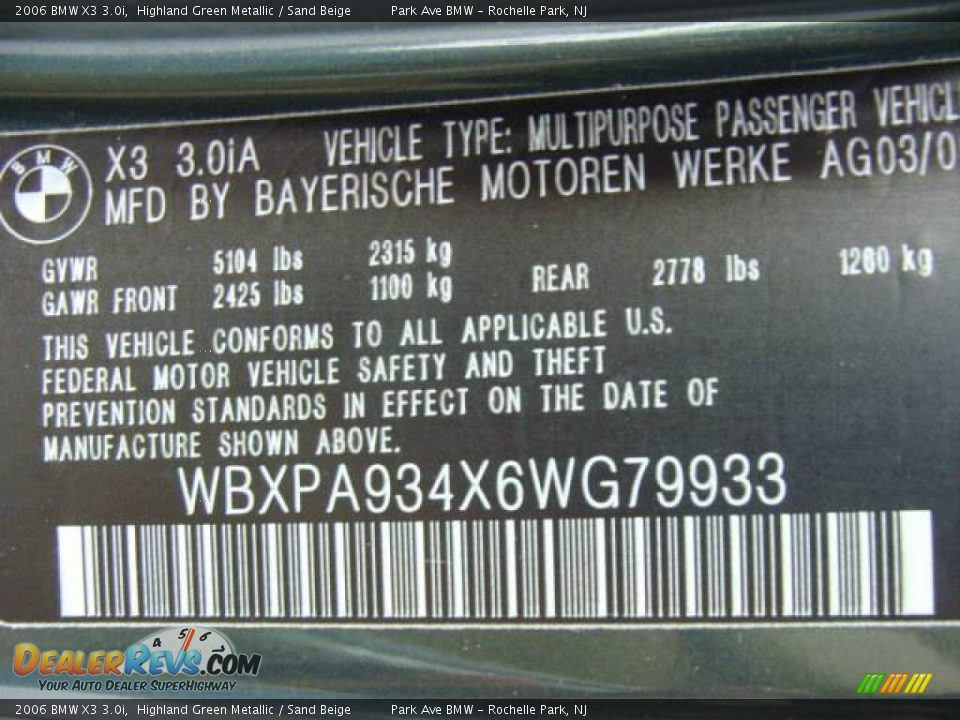 2006 BMW X3 3.0i Highland Green Metallic / Sand Beige Photo #27