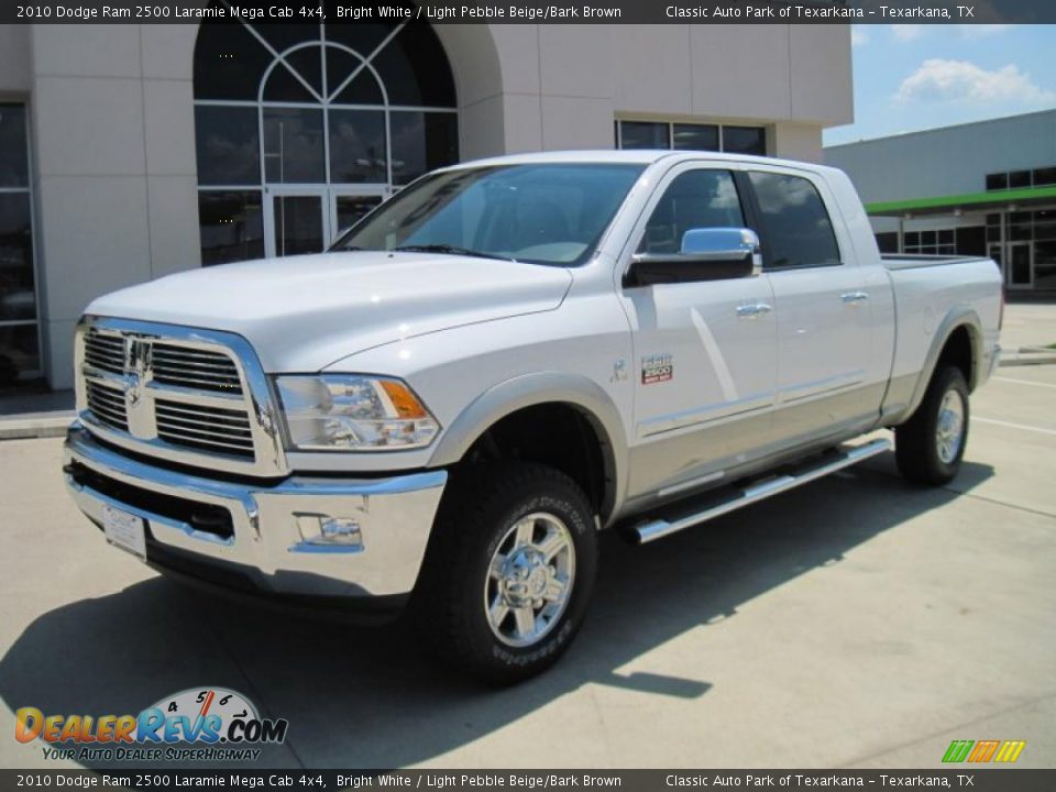 2010 Dodge Ram 2500 Laramie Mega Cab 4x4 Bright White Light Pebble Beigebark Brown Photo 1 7751