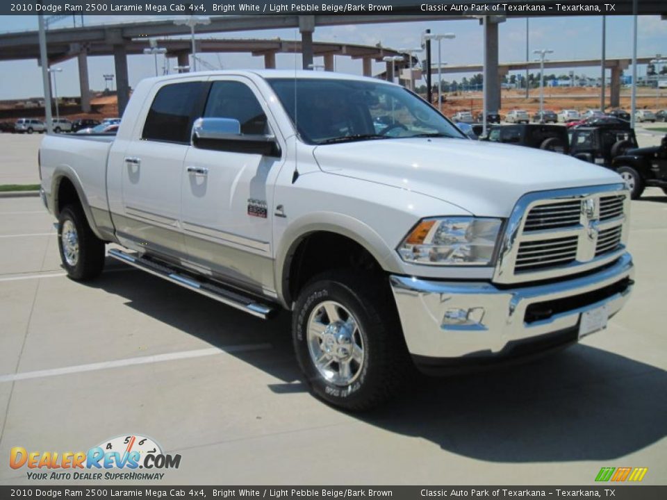 2010 Dodge Ram 2500 Laramie Mega Cab 4x4 Bright White / Light Pebble Beige/Bark Brown Photo #2