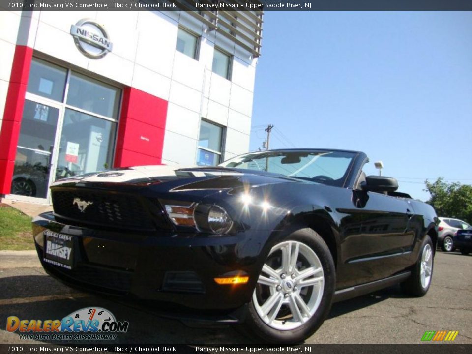 2010 Ford Mustang V6 Convertible Black / Charcoal Black Photo #1