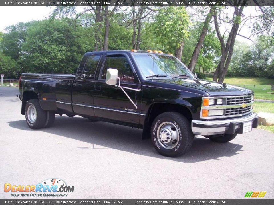 1989 Chevrolet C/K 3500 C3500 Silverado Extended Cab Black / Red Photo #2