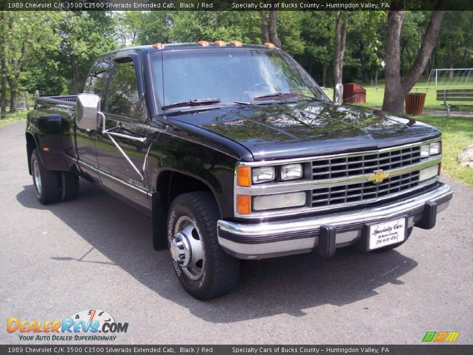 1989 Chevrolet C/K 3500 C3500 Silverado Extended Cab Black / Red Photo #3