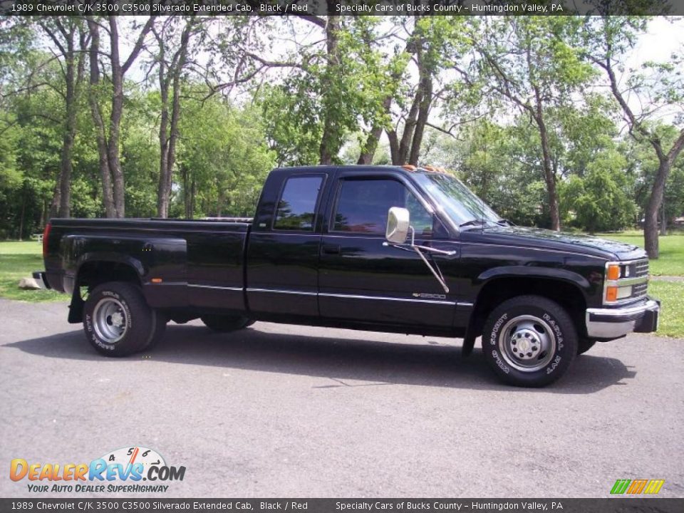 1989 Chevrolet C/K 3500 C3500 Silverado Extended Cab Black / Red Photo #4