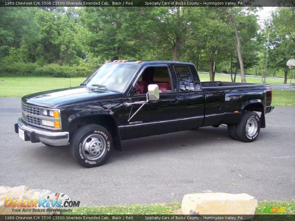 1989 Chevrolet C/K 3500 C3500 Silverado Extended Cab Black / Red Photo #13