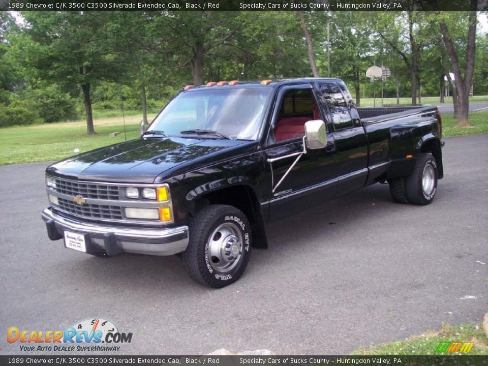 1989 Chevrolet C/K 3500 C3500 Silverado Extended Cab Black / Red Photo #14