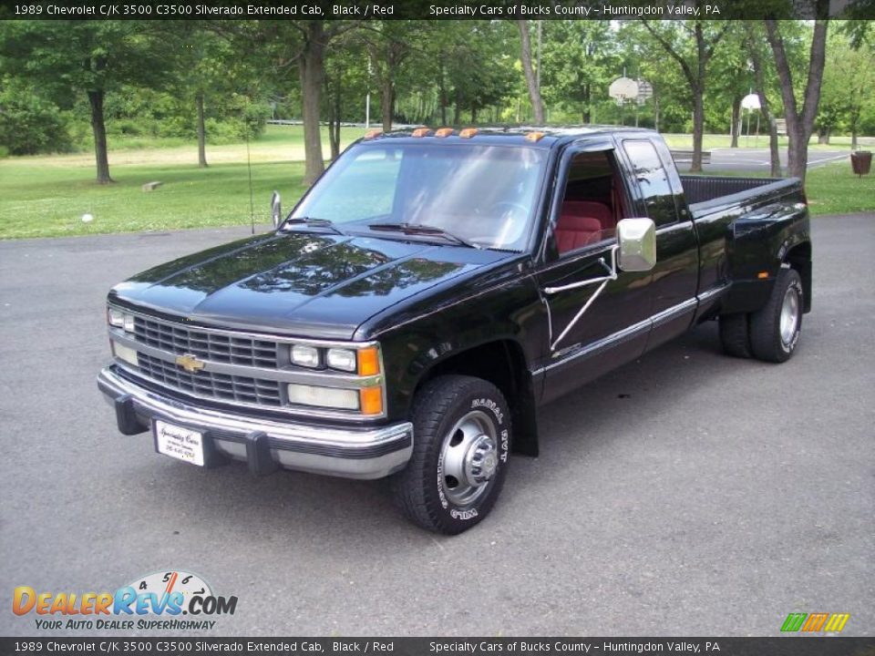 1989 Chevrolet C/K 3500 C3500 Silverado Extended Cab Black / Red Photo #15