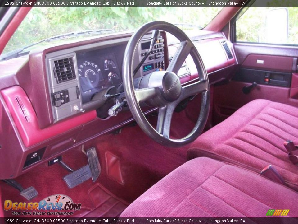 1989 Chevrolet C/K 3500 C3500 Silverado Extended Cab Black / Red Photo #25