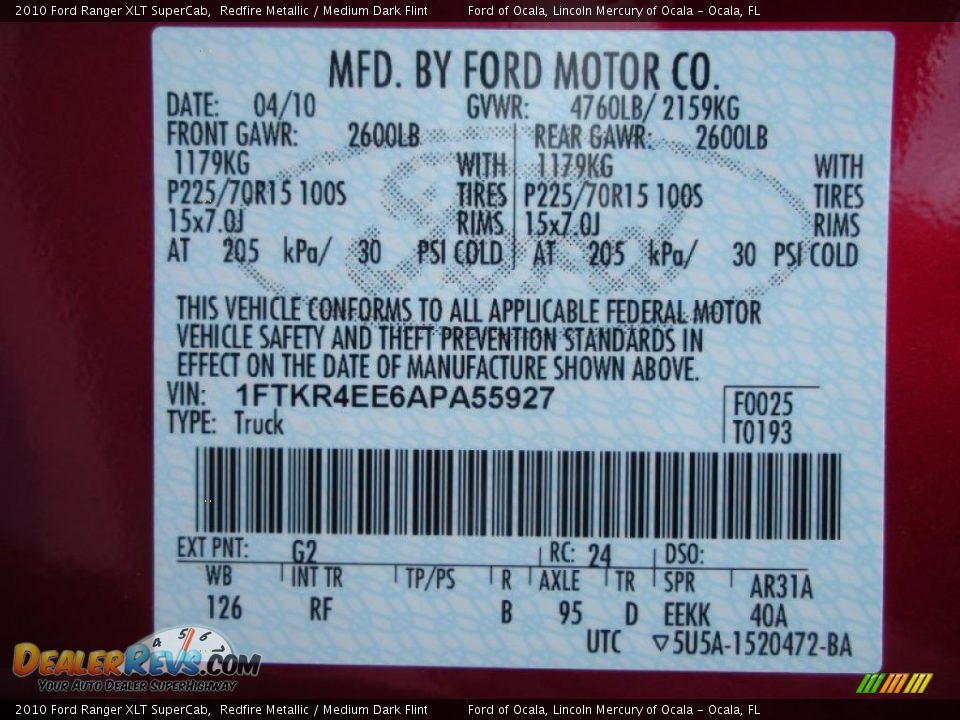 2010 Ford Ranger XLT SuperCab Redfire Metallic / Medium Dark Flint Photo #12