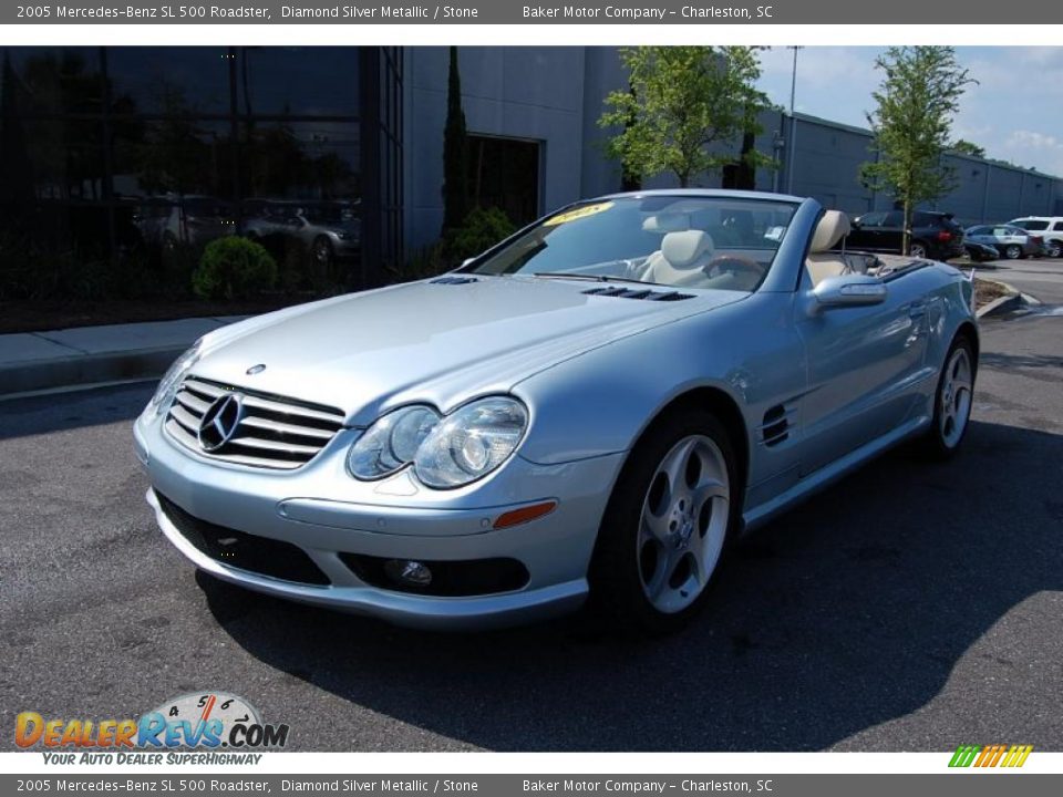 2005 Mercedes-Benz SL 500 Roadster Diamond Silver Metallic / Stone Photo #13