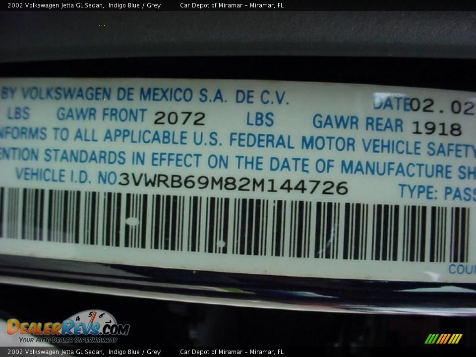 2002 Volkswagen Jetta GL Sedan Indigo Blue / Grey Photo #18