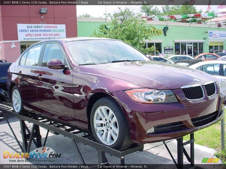 2007 BMW 3 Series 328i Sedan Barbera Red Metallic / Beige Photo #7