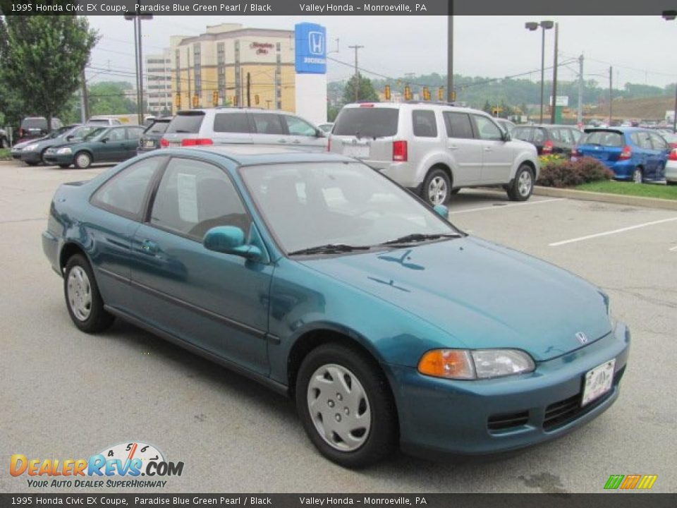 1995 Honda Civic EX Coupe Paradise Blue Green Pearl / Black Photo #6