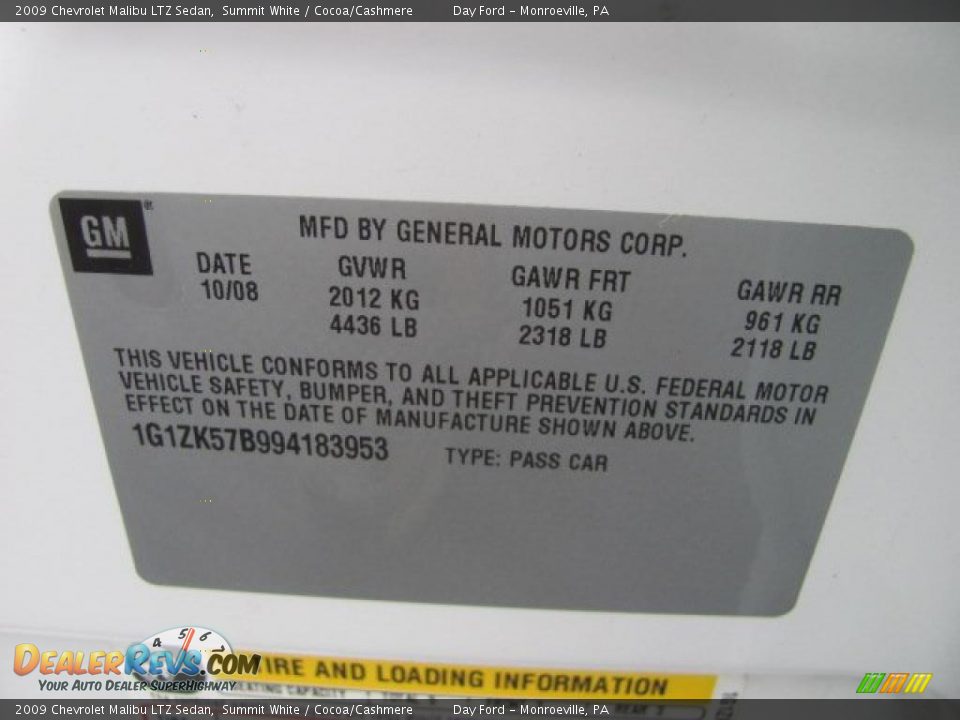 2009 Chevrolet Malibu LTZ Sedan Summit White / Cocoa/Cashmere Photo #14