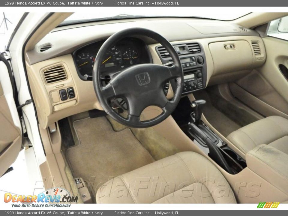 1999 Honda Accord EX V6 Coupe Taffeta White / Ivory Photo #12