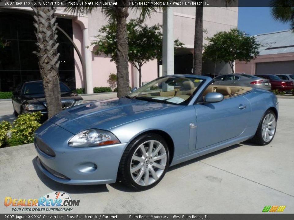 2007 Jaguar XK XK8 Convertible Frost Blue Metallic / Caramel Photo #1