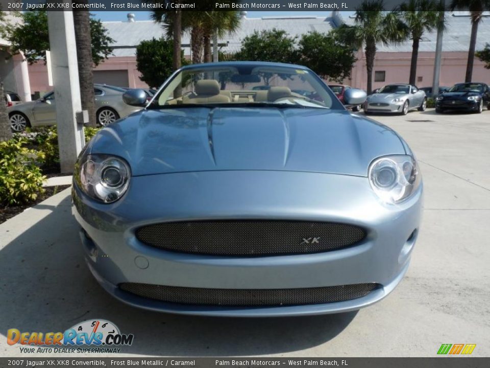 2007 Jaguar XK XK8 Convertible Frost Blue Metallic / Caramel Photo #2