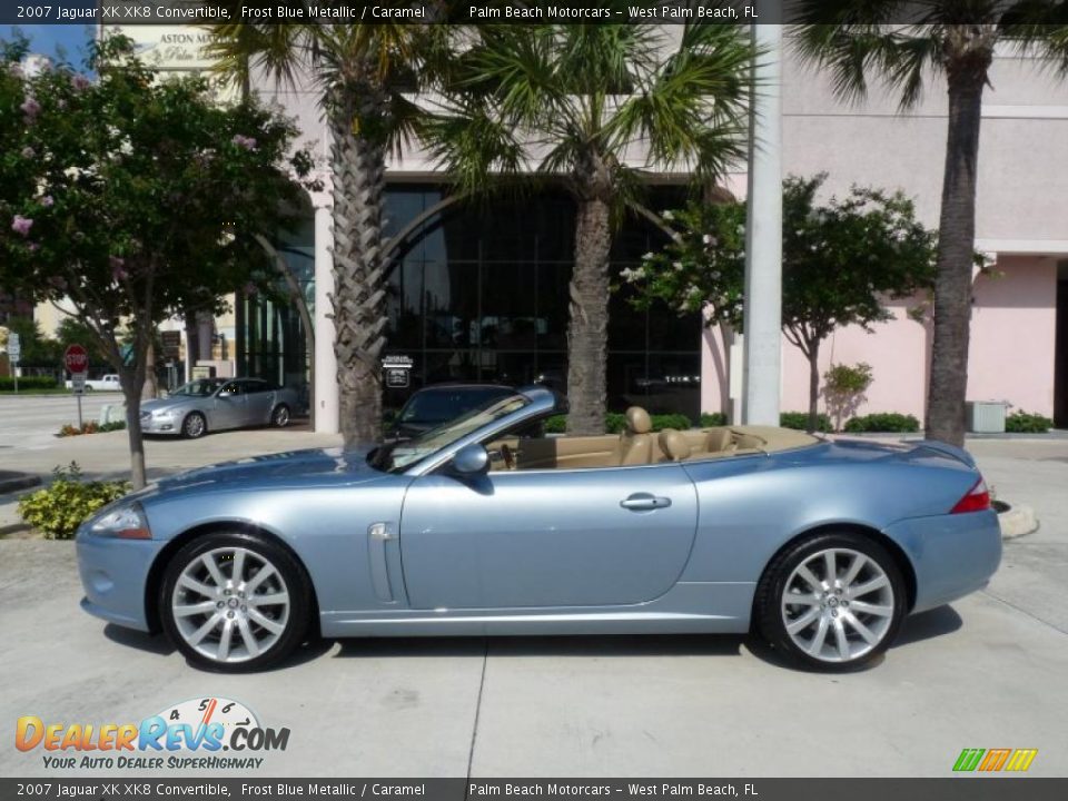 2007 Jaguar XK XK8 Convertible Frost Blue Metallic / Caramel Photo #3