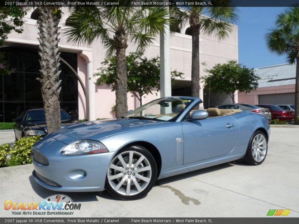 2007 Jaguar XK XK8 Convertible Frost Blue Metallic / Caramel Photo #10