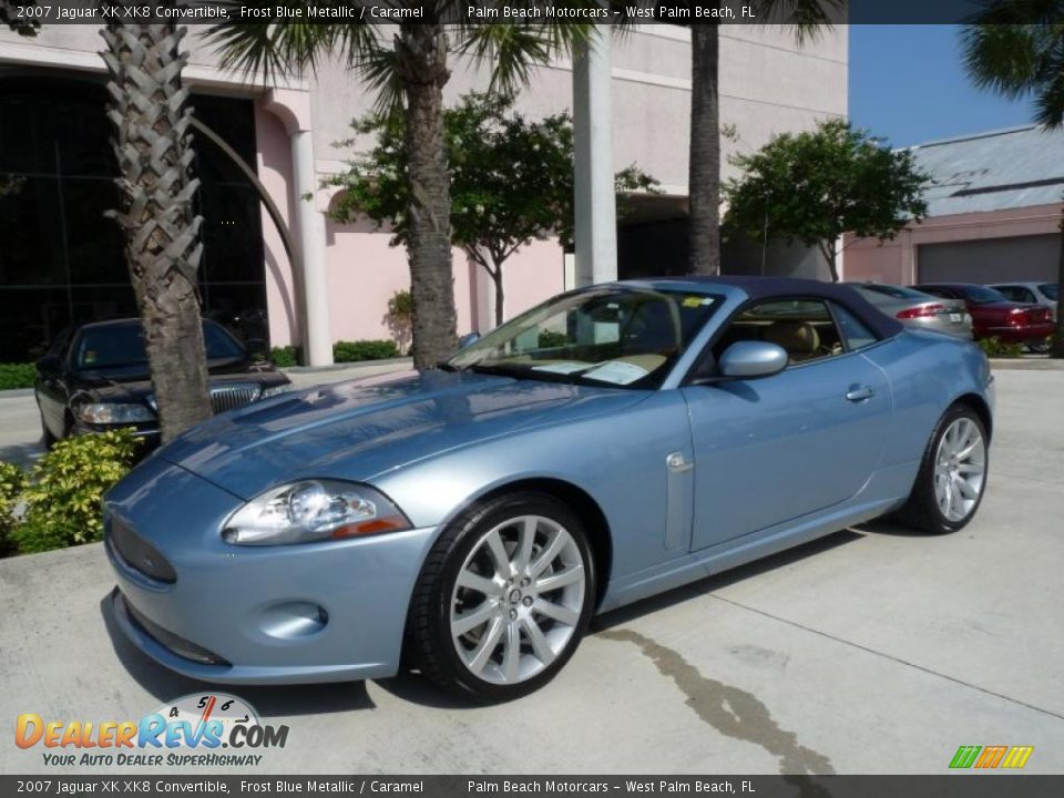 2007 Jaguar XK XK8 Convertible Frost Blue Metallic / Caramel Photo #13