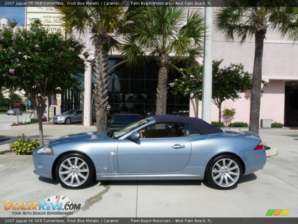 2007 Jaguar XK XK8 Convertible Frost Blue Metallic / Caramel Photo #14