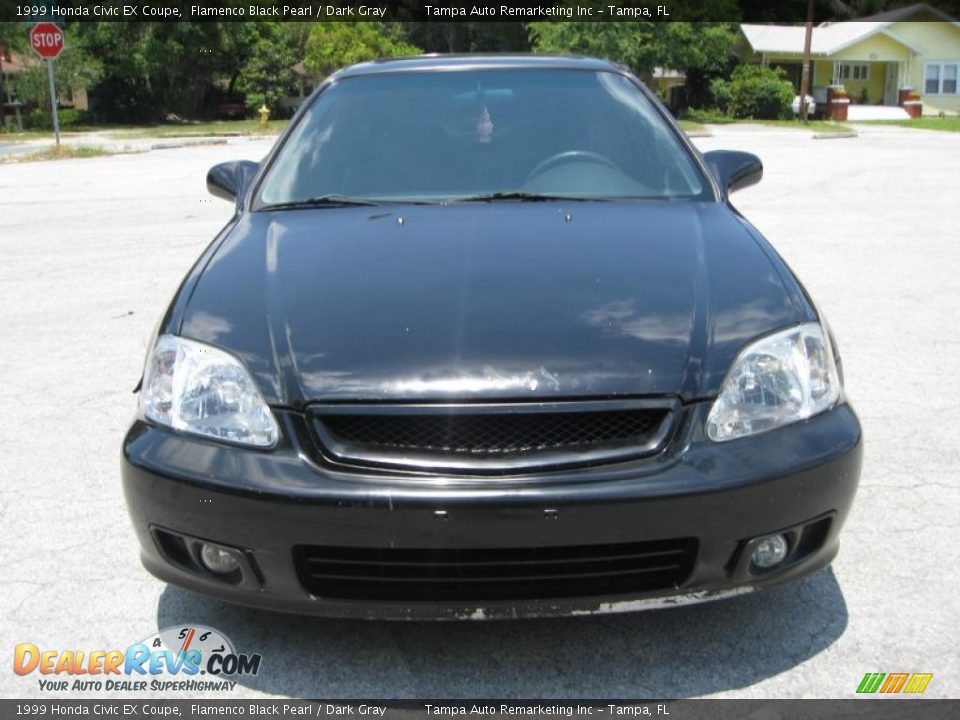 1999 Honda Civic EX Coupe Flamenco Black Pearl / Dark Gray Photo #2