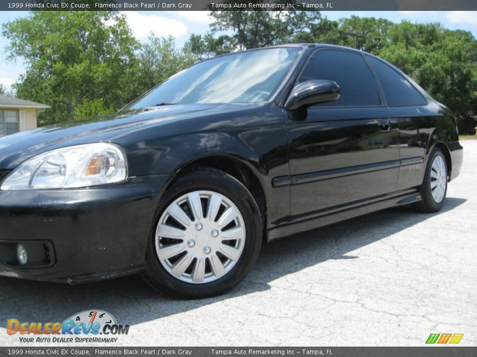 1999 Honda Civic EX Coupe Flamenco Black Pearl / Dark Gray Photo #4