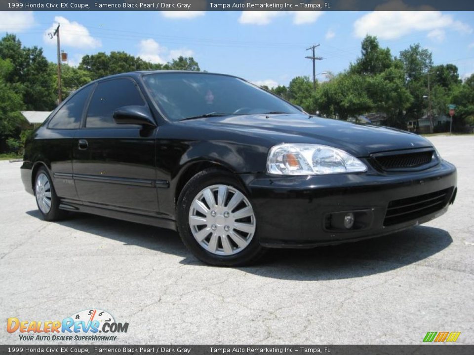 1999 Honda Civic EX Coupe Flamenco Black Pearl / Dark Gray Photo #5