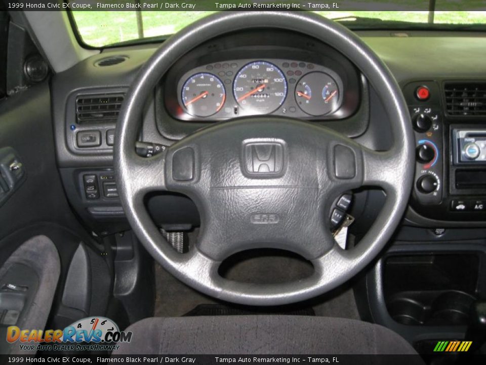 1999 Honda Civic EX Coupe Flamenco Black Pearl / Dark Gray Photo #24