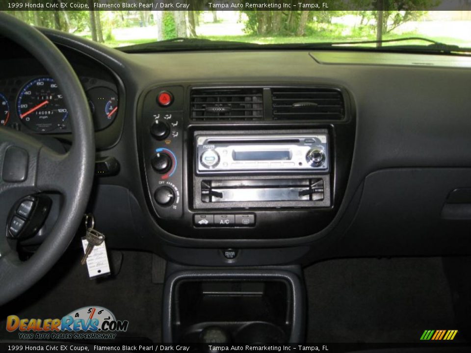 1999 Honda Civic EX Coupe Flamenco Black Pearl / Dark Gray Photo #25