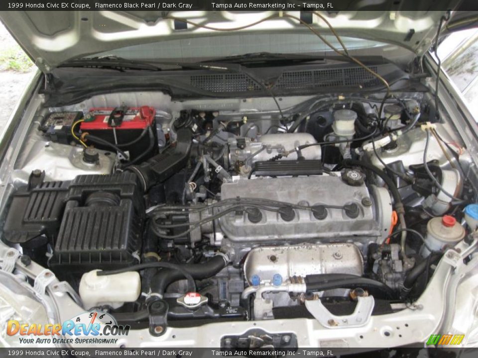 1999 Honda Civic EX Coupe Flamenco Black Pearl / Dark Gray Photo #28