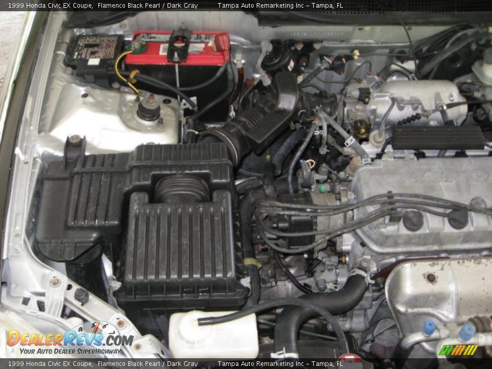 1999 Honda Civic EX Coupe Flamenco Black Pearl / Dark Gray Photo #29