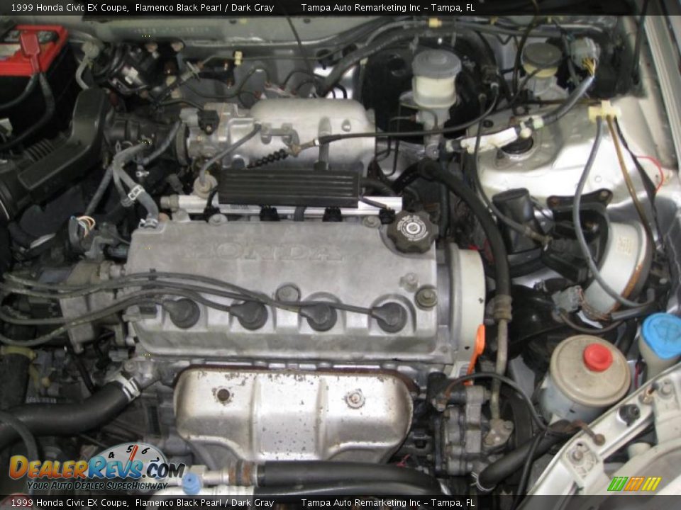 1999 Honda Civic EX Coupe Flamenco Black Pearl / Dark Gray Photo #30