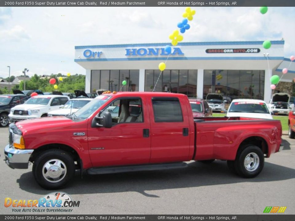 2000 Ford F350 Super Duty Lariat Crew Cab Dually Red / Medium Parchment Photo #1