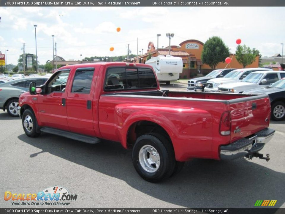 2000 Ford F350 Super Duty Lariat Crew Cab Dually Red / Medium Parchment Photo #3