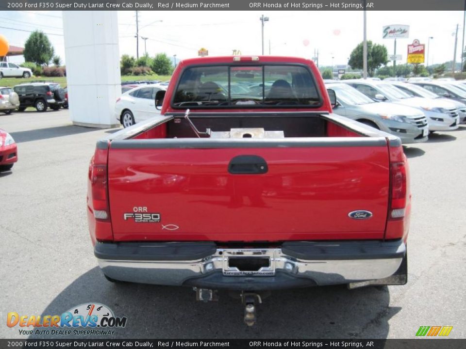 2000 Ford F350 Super Duty Lariat Crew Cab Dually Red / Medium Parchment Photo #4