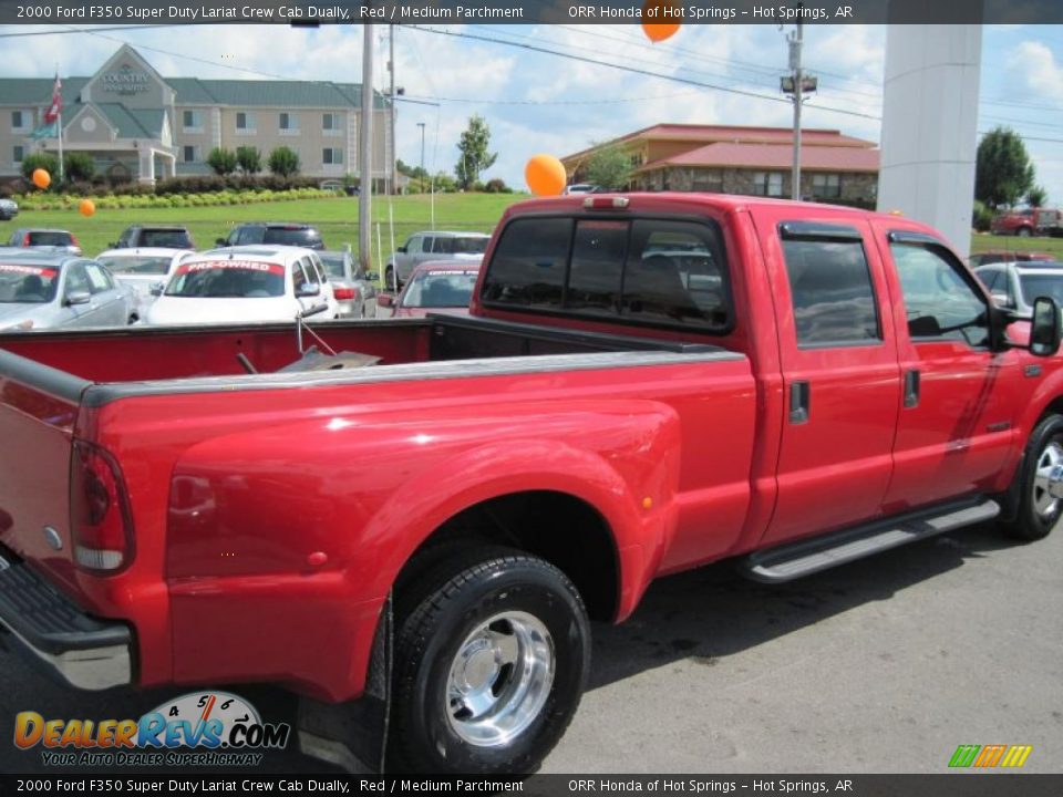 2000 Ford F350 Super Duty Lariat Crew Cab Dually Red / Medium Parchment Photo #5