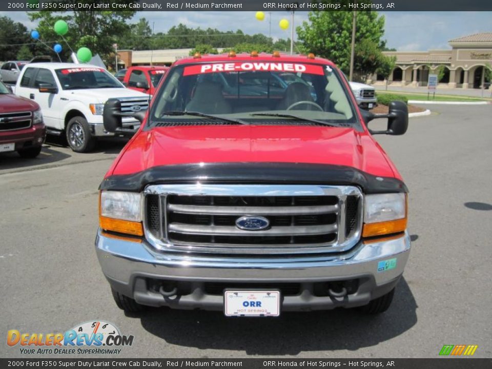 2000 Ford F350 Super Duty Lariat Crew Cab Dually Red / Medium Parchment Photo #8