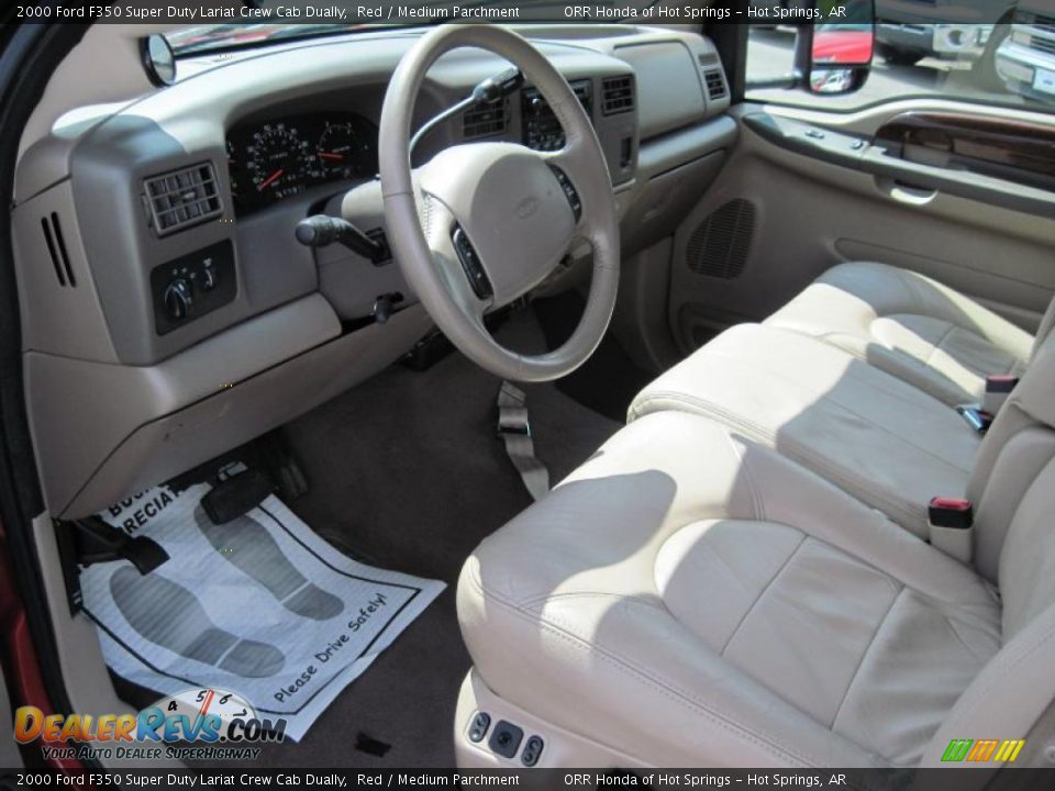 2000 Ford F350 Super Duty Lariat Crew Cab Dually Red / Medium Parchment Photo #13