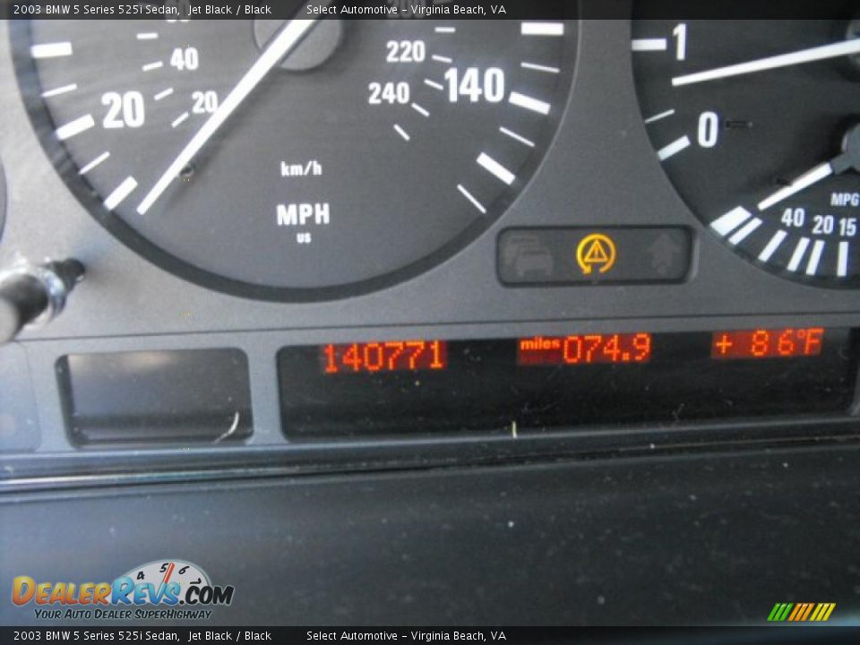 2003 BMW 5 Series 525i Sedan Jet Black / Black Photo #13