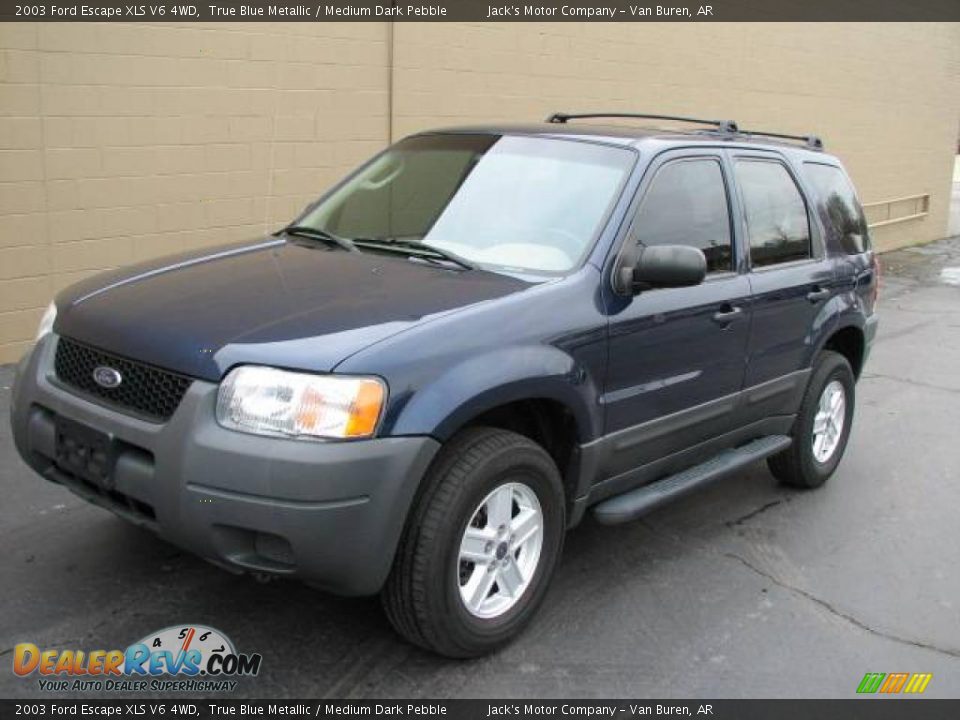 2003 Ford Escape XLS V6 4WD True Blue Metallic / Medium Dark Pebble Photo #2