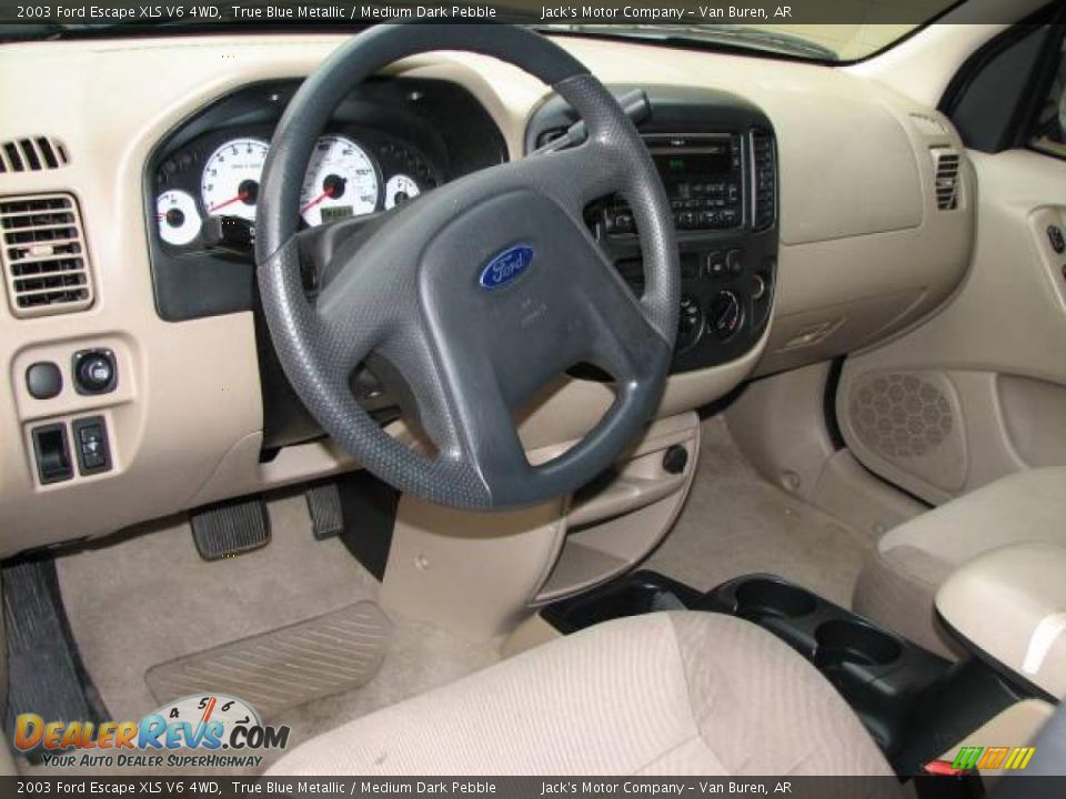 2003 Ford Escape XLS V6 4WD True Blue Metallic / Medium Dark Pebble Photo #14