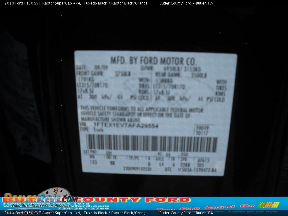 2010 Ford F150 SVT Raptor SuperCab 4x4 Tuxedo Black / Raptor Black/Orange Photo #9