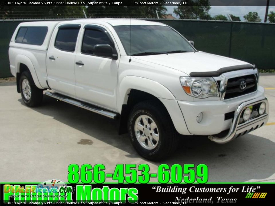 2007 Toyota Tacoma V6 PreRunner Double Cab Super White / Taupe Photo #1
