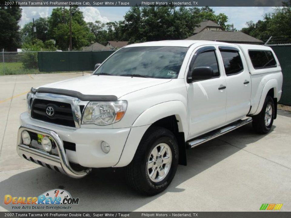 2007 Toyota Tacoma V6 PreRunner Double Cab Super White / Taupe Photo #7