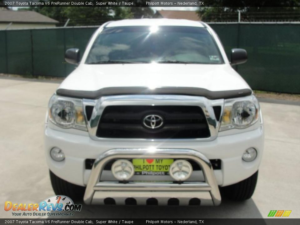2007 Toyota Tacoma V6 PreRunner Double Cab Super White / Taupe Photo #8
